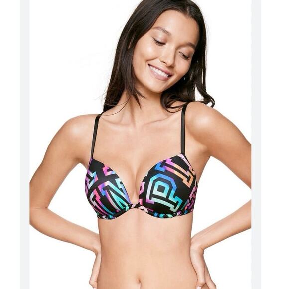 VS Pink Logo Wear Multi-Colored Everywhere Lightly Lined Padded Bra Size 32D - Picture 2 of 12